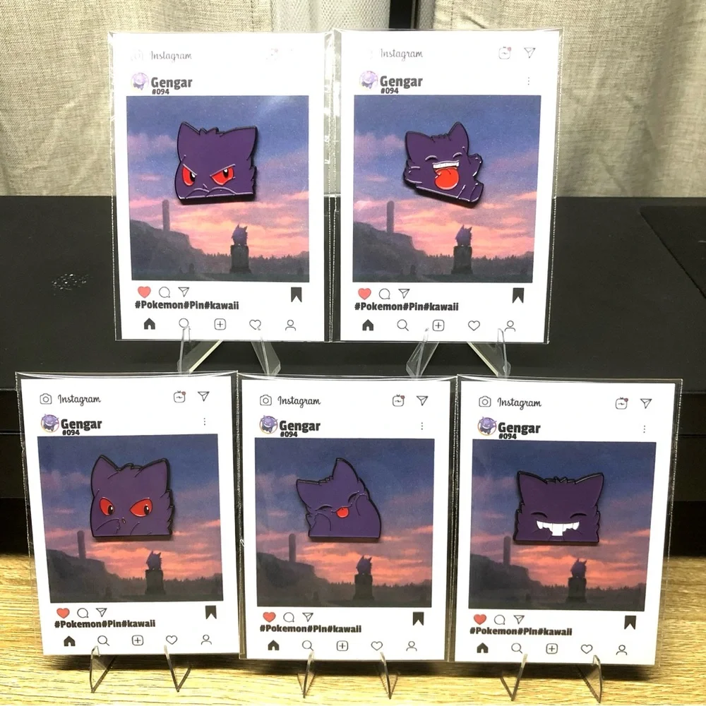 Pokemon Pin Set Of 5 Gengar Kawaii Brooch Fashion Lapel Badge Jewelry Gift